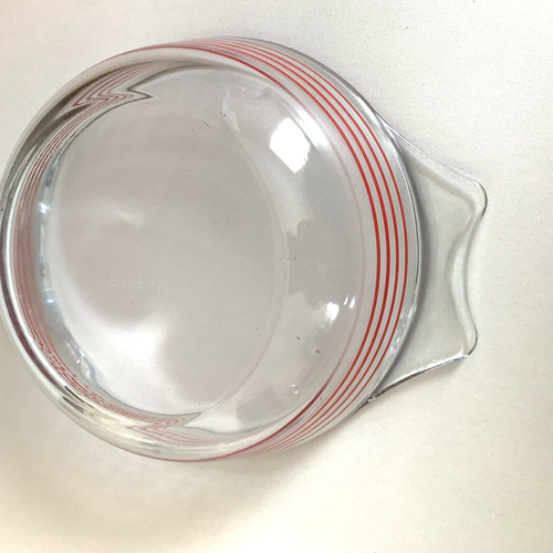 RARE! Pyrex Red Racer Clear Casserole Dish w/Lid Made in England 1930s - Picture 4 of 8