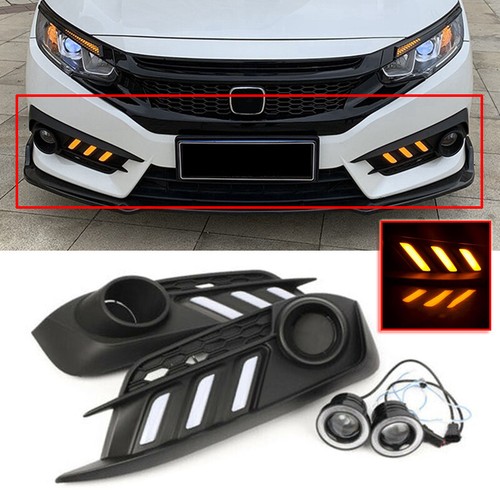 Luz de señal de giro diurna LED DRL ojos de ángel lámpara antiniebla para Honda Civic 2016-2020 - Imagen 1 de 15