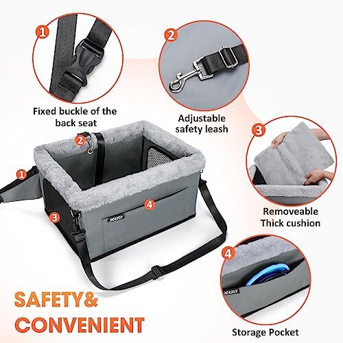 Dog Booster Car Seat with Metal Frame and Safety Leash - Small Pets up to 20 - Picture 4 of 7