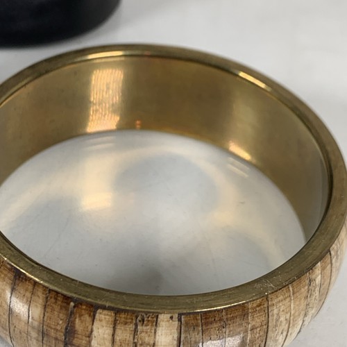 2 Wide Fine Inlaid Stained Bone Bracelet Bangles on Brass - Picture 8 of 11