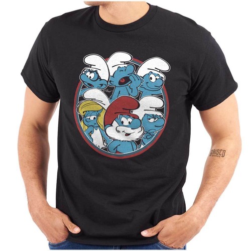 Vintage Retro The Smurfs Cartoon Characters Womens or Mens Crewneck T Shirt Tee - Picture 7 of 7