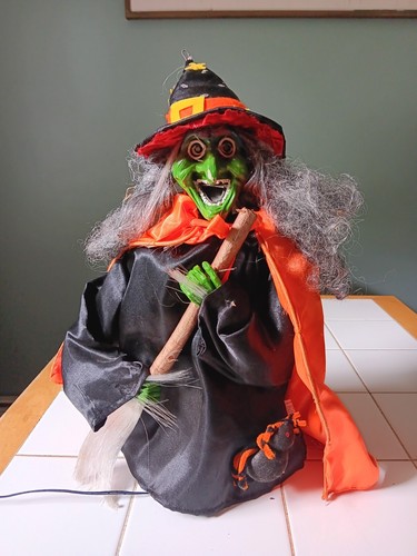 Vintage 2001 Glasfaser Hexe beleuchtet Halloween Urlaub Figur Dekor. 13 zoll 