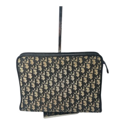 CHRISTIAN DIOR Navy Trotter Jacquard Clutch Bag | eBay