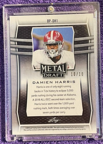 2019 Leaf Metal Draft DAMIEN HARRIS Purple /10 Buffalo PATRIOTS ALABAMA - Picture 2 of 3