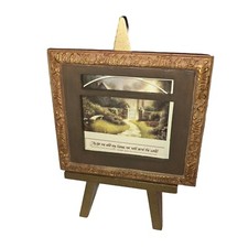 Picture Easel Gold Display Stand 8   W/ Miniature Picture  serve The Lord