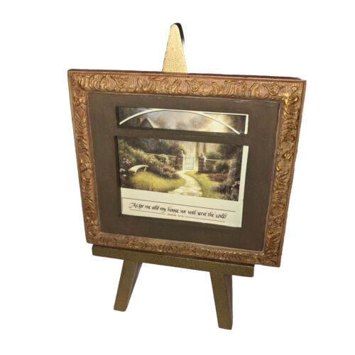 Picture Easel Gold Display Stand 8 “ W/ Miniature Picture serve The Lord - Picture 2 of 8