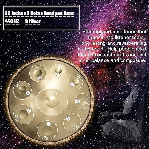 OpenBox|Handpan 22 Zoll D-Moll Kurd Handpan 9 Noten Handpan Drum Instrument - Bild 4 von 4