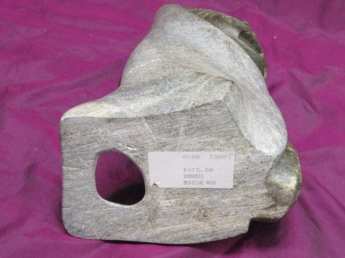 Vintage Iroquois Indian Medicine Mask carved stone sculpture figure - Picture 8 of 9