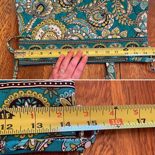 Vera Bradley Tie Tote Handbag Peacock Paisley Floral Quilted Cotton Shoulder Bag - Picture 7 of 11