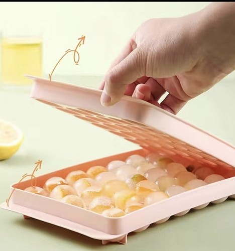 Ice Ball Maker Mold Mini Round Ice Cube Tray Reusable w/ Lid Freezer Orange New - Picture 14 of 16