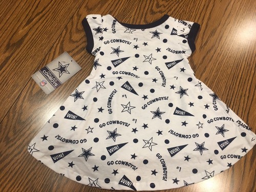 Dallas Cowboys NFL Baby Girl White Blue Logo Dress, Size 9 Months - New With Tag - Picture 3 of 5