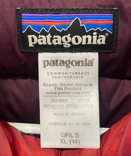 Patagonia Goose Down Sweater Puffer Vest Red Size Girls XL 14 - Picture 5 of 6