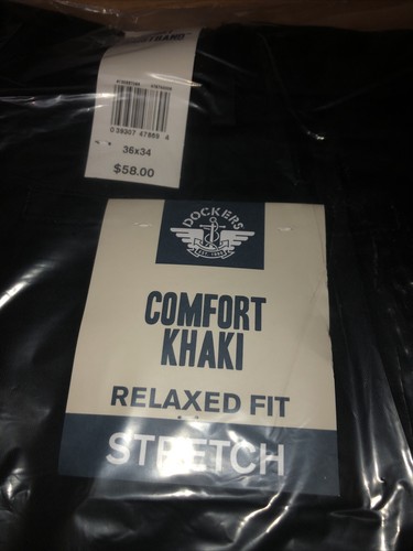 Dockers Men's Comfort Khaki Stretch Relaxed Fit, Black 36x34 New - Picture 2 of 4