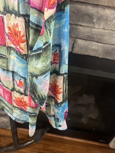 Camisa abotonada vintage para hombre Robert Stock 100 % seda estampado talla grande abstracta - Imagen 16 de 24