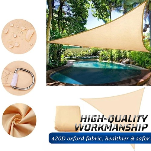 Waterproof Sun Shade Sail Triangle Canopy Shelter Cover Garden Pool Yard Outdoor - Picture 4 of 12