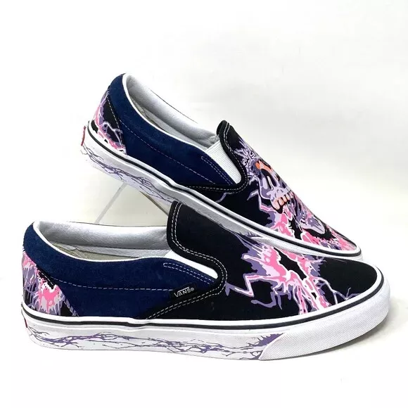 VANS Classic Slip On Zap Dress Blues Black Canvas Men Sneakers