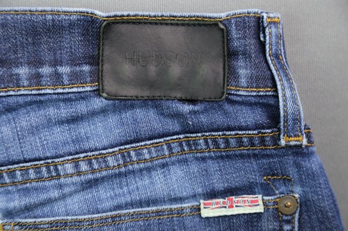 Pantalones de mezclilla para hombre Hudson Blake ajustados rectos en apuros talla 30x25 con cremallera mosca - Imagen 10 de 11
