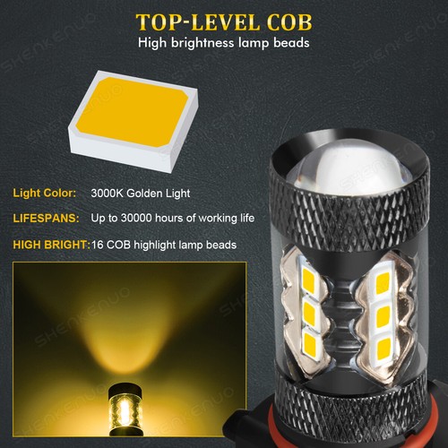 For 2007-2013 Cadillac Escalade EXT- 2pc 3000K Yellow 9145 LED Fog Lights Bulbs - Picture 2 of 18