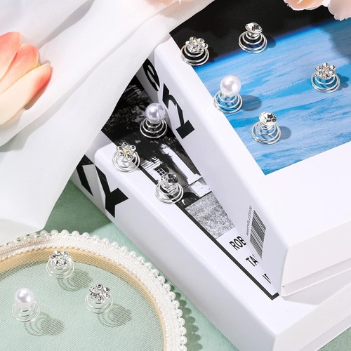 36 Pcs Spiral Hair Pins Gems for Hair Rhinestone Pearl Hair Pin for Wedding Crys - Picture 6 of 7