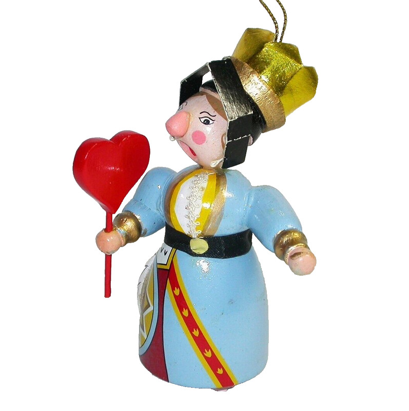 Rare Vtg 1984 Kurt Adler Wooden Queen of Hearts Christmas Ornament Wonderland