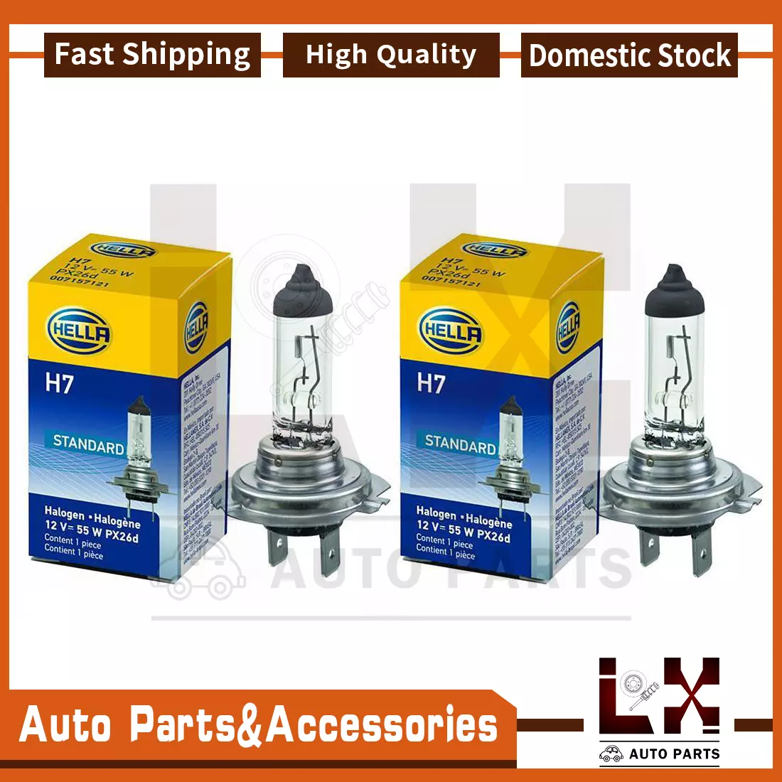 2PCS Hella H7 55W Halogen Headlight Bulb Sedan Hella 1350 LM DOT