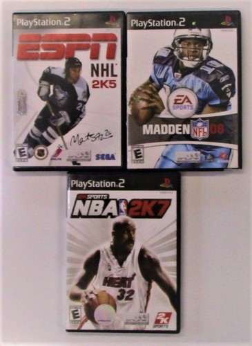 Madden NFL 08, NBA 2K7, & ESPN NHL 2K5 PS2