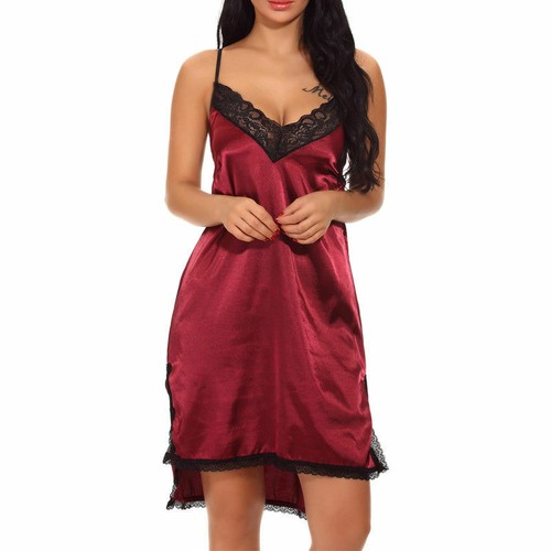 Sexy Sleepwear for Women Satin Lingerie Chemise Slip Nightgown Dress Underwear - Picture 21 of 30