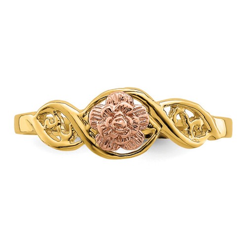 14K Two Tone Gold Flower Ring - Picture 5 of 8