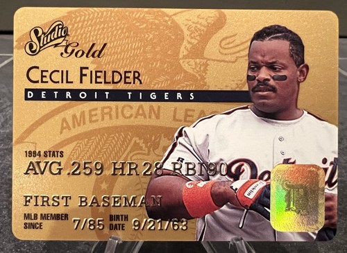 Cecil Fielder #45 of 50 - 1995 Leaf Donruss Studio Gold Credit Card Die Cut SP