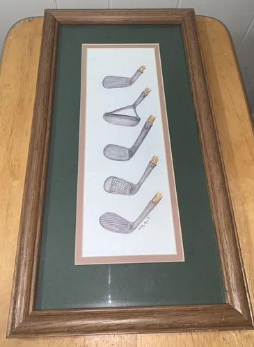 3 Marty Fyne Antique Golf Clubs, Balls & Tees Prints Clubhouse Decor Collection