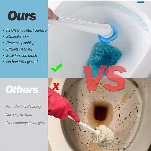 Cleaning Scrubber Holder Disposable Toilet Brush Refill Head Sponge Long Handle - Picture 6 of 12