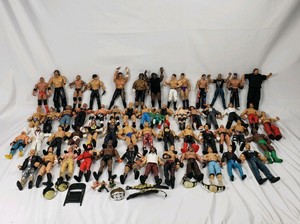 Lot-Of-58-WWE-WCW-WWF-Action-Figures-Jakks-Pacific-Mattel-Marvel-w-Belts-amp-More
