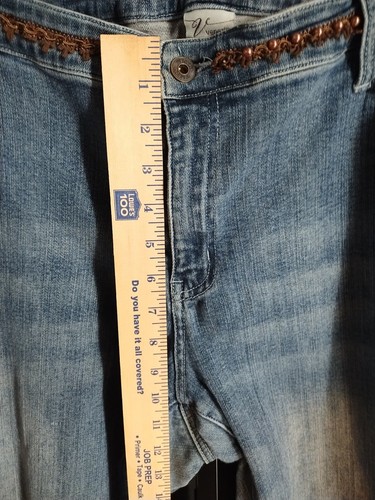Venezia Embellished Jeans Size 20 Plus Beaded Lace Trim Blue Y2K Vtg - Picture 9 of 13