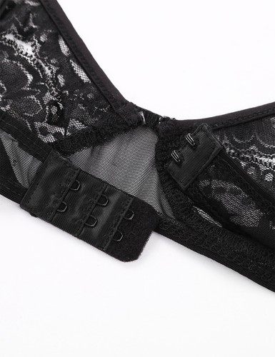 Plus Size Womens Sexy See-Through Lace 1/4 Cup Bra Open Bust Bralette Bras Set - Picture 10 of 93