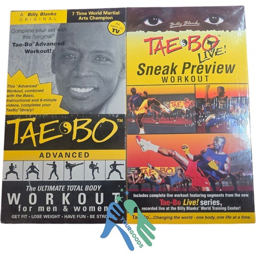 Taebo Live Billy Blanks Sneak Preview Workout +Advanced 2 set VHS Sealed New - Picture 1 of 6