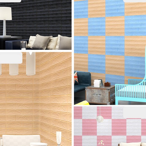 10 piezas pegatinas de pared de ladrillo de azulejos 3D autoadhesivas panel de espuma impermeable - Imagen 12 de 21