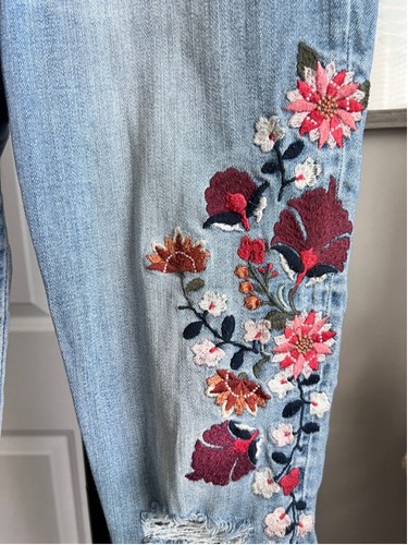 Abercrombie Fitch Jeans Womens 28 Blue Harper Embroidered Skinny Distressed - Picture 7 of 13