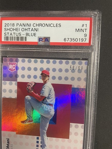 2018 Panini Chronicles Status Shohei Ohtani Blue SP Rookie RC #d’/99 PSA 9 - Picture 4 of 8