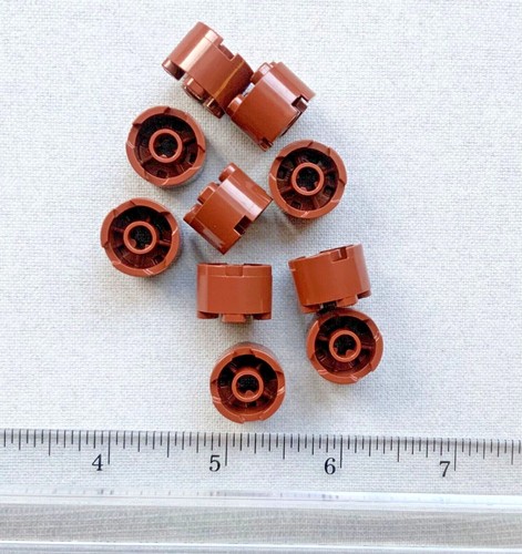 LOT 10 LEGO PIECES REDDISH BROWN ROUND BRICK WITH AXLE HOLE LOG PARTS 6036503  - Picture 2 of 2