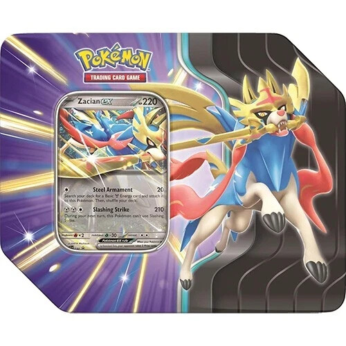 Pokemon 2025 Slashing Legends Collectors Tin - ZACIAN EX (5 Packs & 1 Foil) New