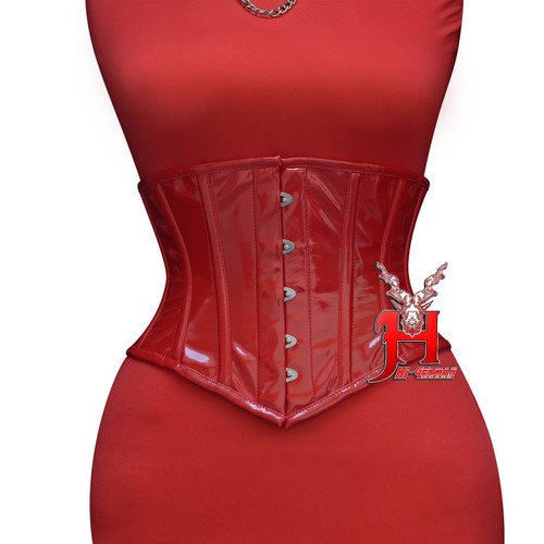 Unterbrustkorsett Rot Lack Corsage tolles Taillen training PVC Underbust Corsets - Picture 12 of 13