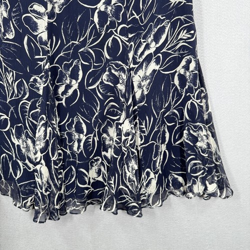Ralph Lauren Skirt Womens 8 Petite Blue Floral 100% Silk - Picture 9 of 12