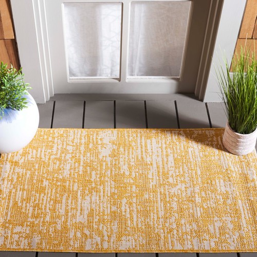 SAFAVIEH Outdoor CY8452-56021 Courtyard Gold / Ivory Rug - Picture 2 of 19