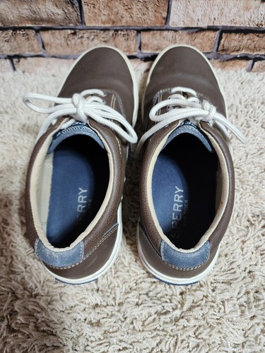 Sperry Top Sider Dark Brown Leather Boat Sneaker STS12389 Mens Sz 8.5 M 5434 - Picture 8 of 9