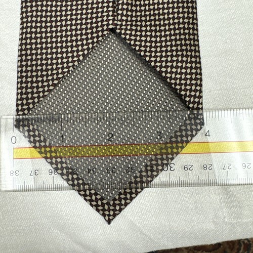 Vintage BERGAMO New York Pure Silk Handmade Tie Black & Tan w Red -Made in Korea - Picture 2 of 5
