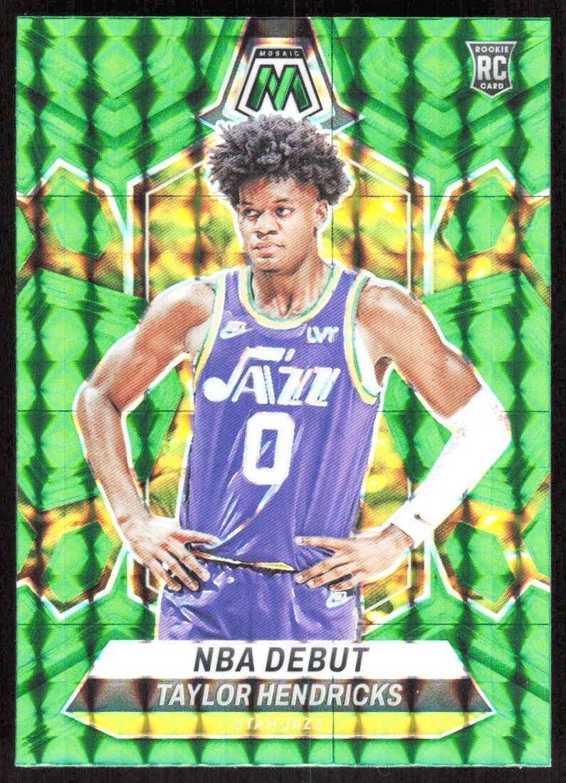 2023-24 728F Panini Mosaic Green PRIZM Taylor Hendricks Rookie Utah Jazz #261