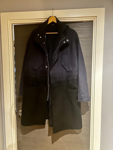 NEIL BARRETT NAVY BLUE COAT OVERSIZE PARKA M - Picture 2 of 3