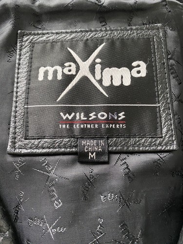 Wilsons gefütterte Leder Maxima Damen Gr. M schwarz Moto Jacke durchgehender Reißverschluss Kragen - Bild 2 von 10