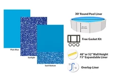 30' Round Overlap 72" Expandable Swimming Pool Liner - Choose Gauge & Pattern