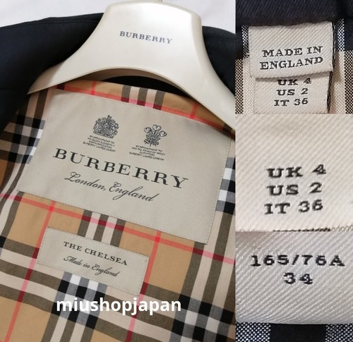 BURBERRY Trench Coat Authentic Heritage CHELSEA Long w/Belt Navy UK4/US2/IT36 - Picture 4 of 14